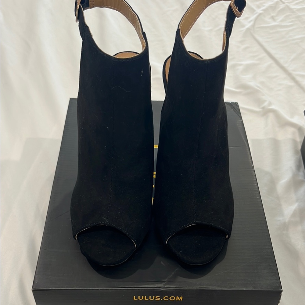 Lulu's Black Peep-Toe Ankle Boots